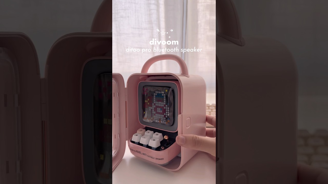 DITOO Bluetoothスピーカー 時計 ピンク Ditoo ピクセルアート Bluetooth スピーカー目覚まし時計 DIY