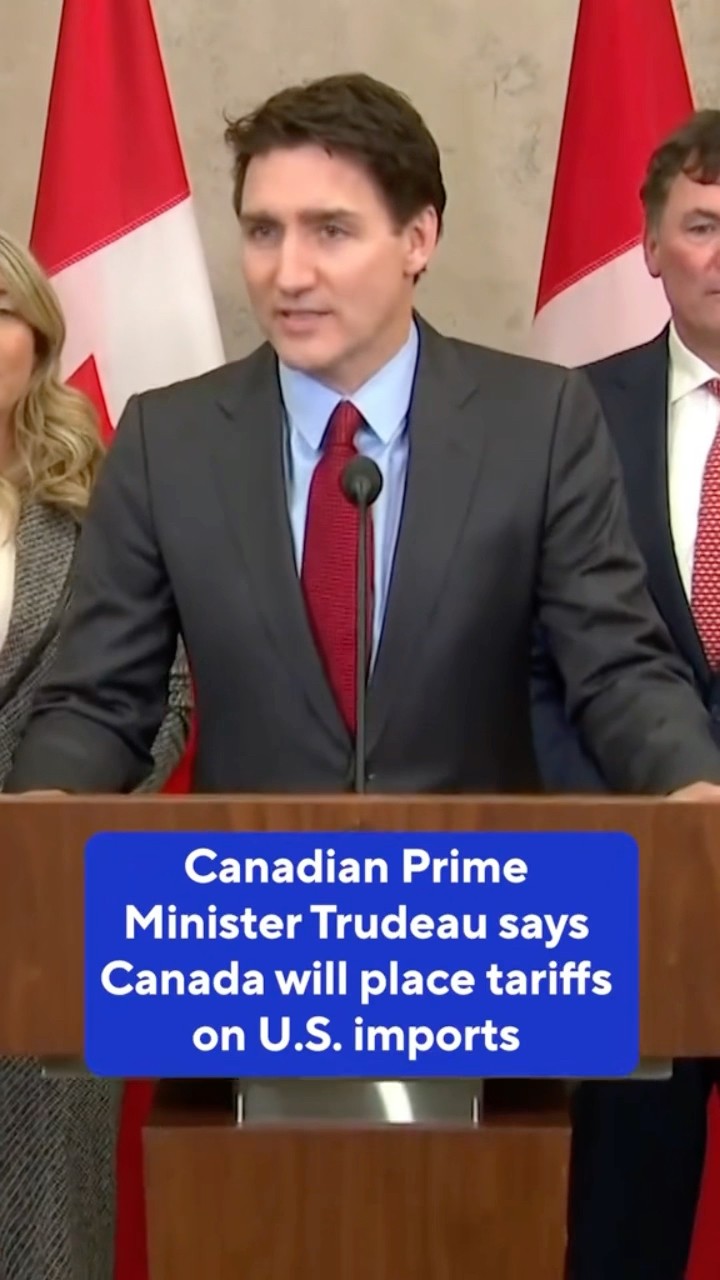 Canadian Prime Minister Trudeau says Canada will place tariffs on U.S. imports #shorts
