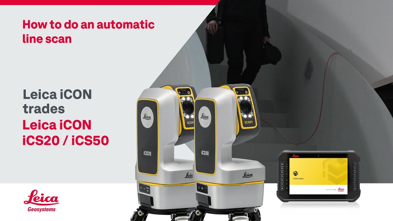 Leica iCON trades - How to do an automatic line scan - YouTube
