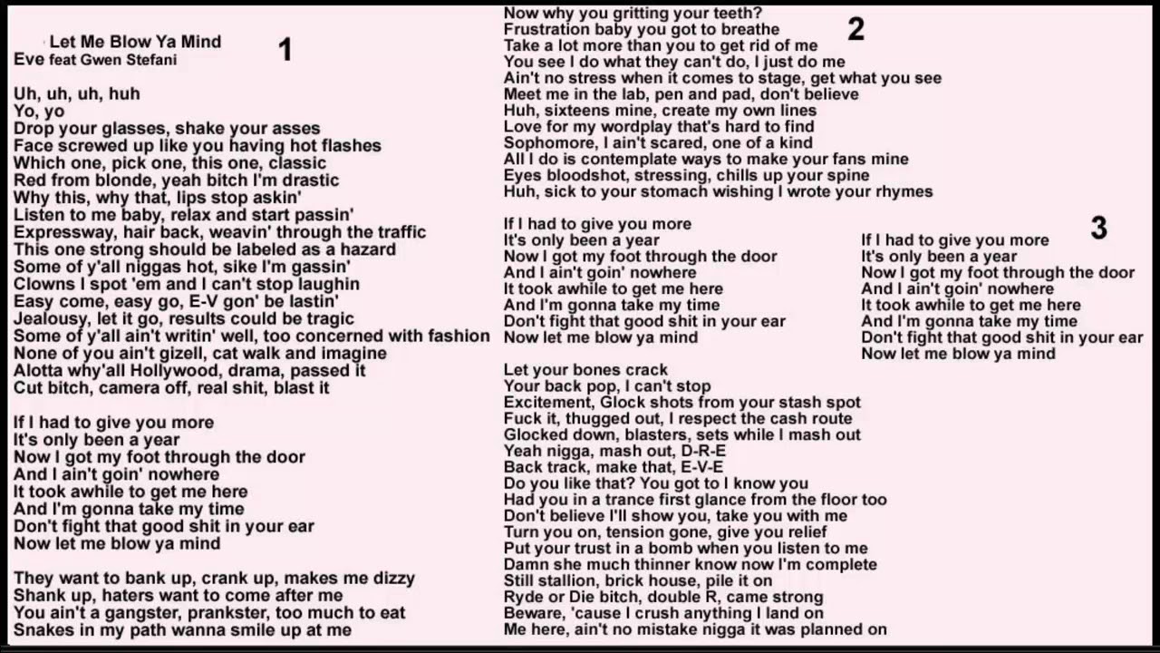Let Me blow ya mind EVE feat gwen stefani BABY VOICE cover with lyrics YouTube Let Me blow ya mind EVE feat gwen stefani BABY VOICE cover with lyrics YouTube