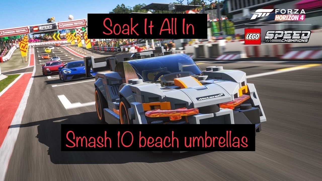 Forza Horizon 4 Soak It All Up Smash 10 beach umbrellas YouTube