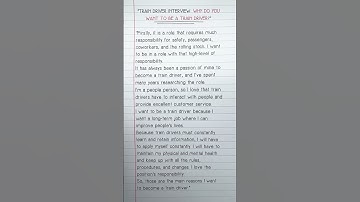 TRAIN DRIVER: WHY DO YOU WANT TO BE A TRAIN DRIVER? #shorts