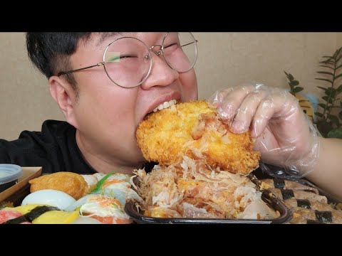 사랑니 뽑기전날 모듬초밥+수제돈까스+타코야키 먹방ㅠㅠ <strong>Mubang</strong>
