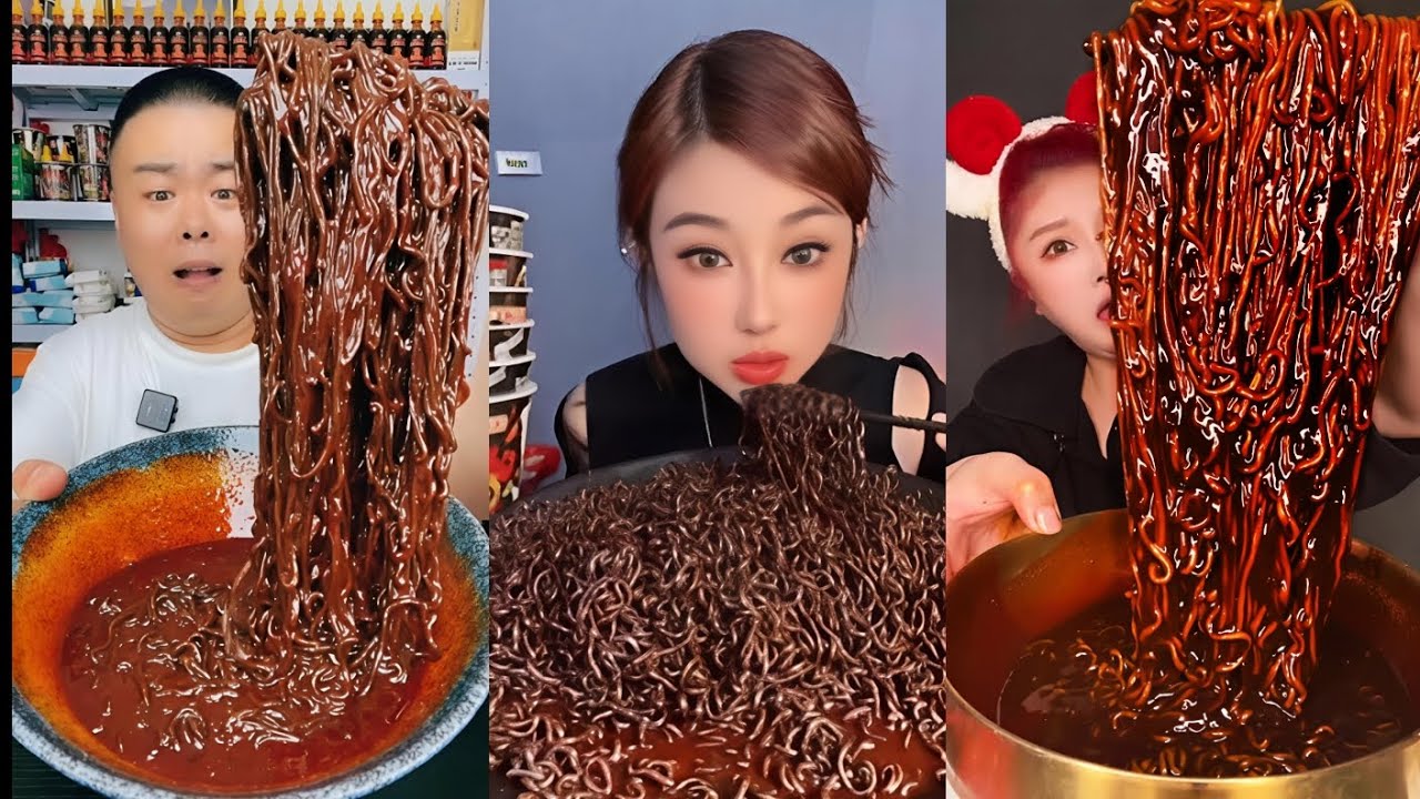 ASMR Mukbang 🍜 Extra Saucy Black Bean Noodles Eating Sounds (No Talking)