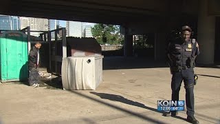Onlookers trap flasher; tip over porta-potty