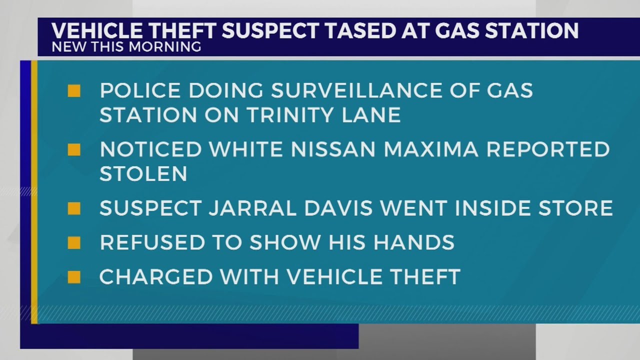 Theft suspect shocked at gas station - YouTube