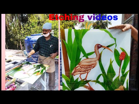 colour-etching-glass-design-🎨😍|-full-etching-process-step-by-step-🌾🕊️🌅
