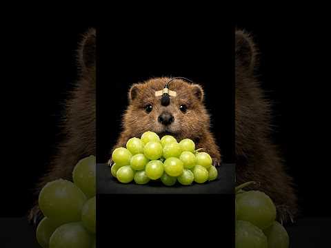 Cute Baby Beaver Eating Shine Muscat 🍇 (ASMR Mukbang) | 귀여운 아기 비버 샤인머스켓 먹방