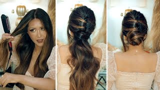 7 Lazy ELEGANT Holiday HAIRSTYLES   2020 | Updo Hair Tutorial | ft. Minizone Straightener Brush