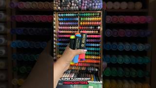 Watch these vibrant Faber-Castell Neon Superfluorescent Highlighter swatches glow on paper! ✨💛💚💗