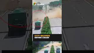 CCTV captures truck crossing median after highway crash in Bengaluru | #shorts