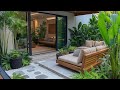Effortless Outdoor Living Area: Modern Side Terrace Design Featuring Lush Gardens