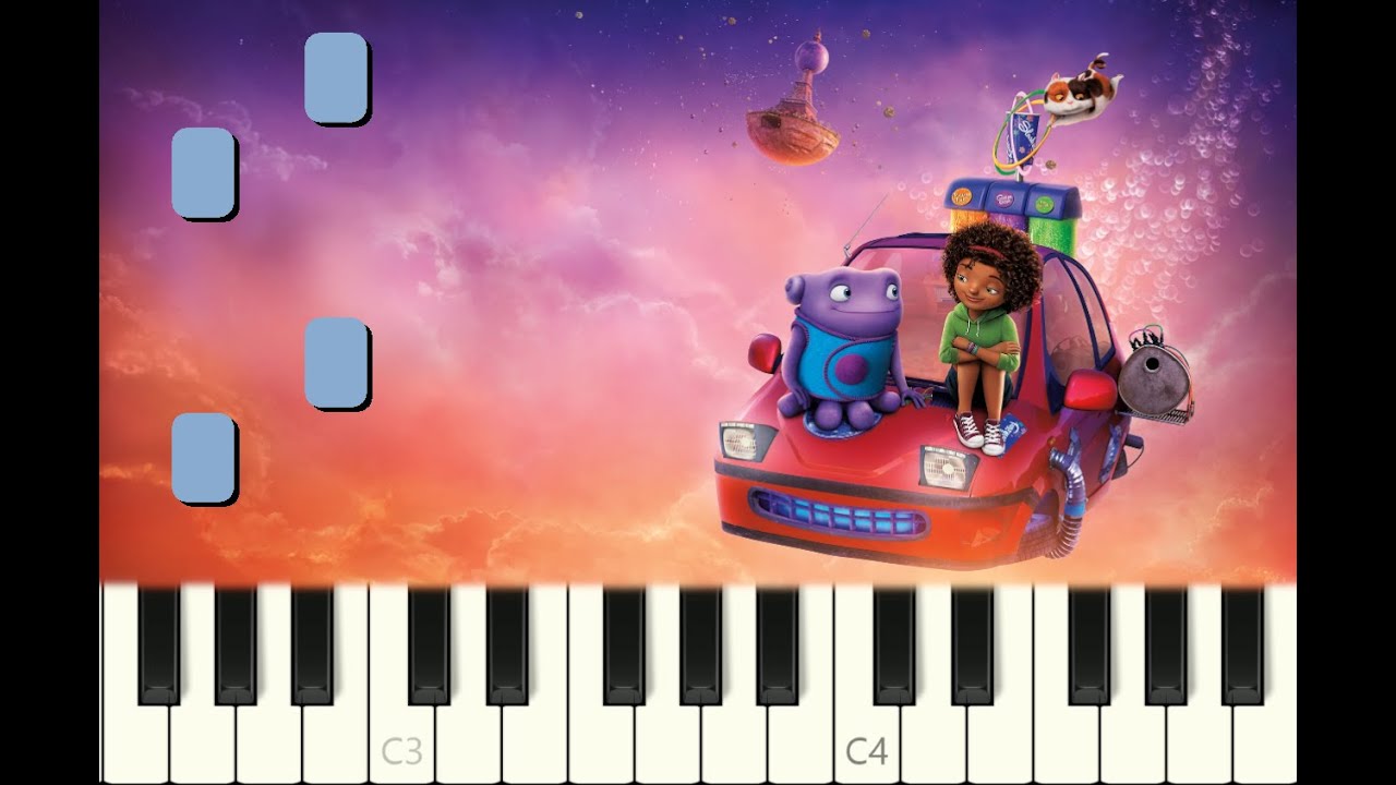 piano tutorial "TOWARDS THE SUN" from HOME, Dreamworks, 2015, with free sheet music (pdf)