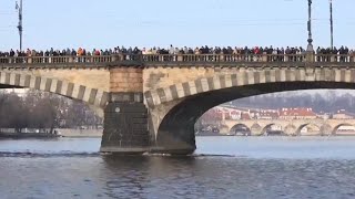 Hundreds Brave Traditional Icy Winter Swim In Prague