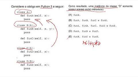 Concurso ESFCEX 2020 INFORMÁTICA Python Herança Múltipla class def pass self Programação  #VUNESP