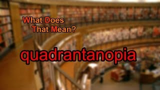 What does quadrantanopia mean?