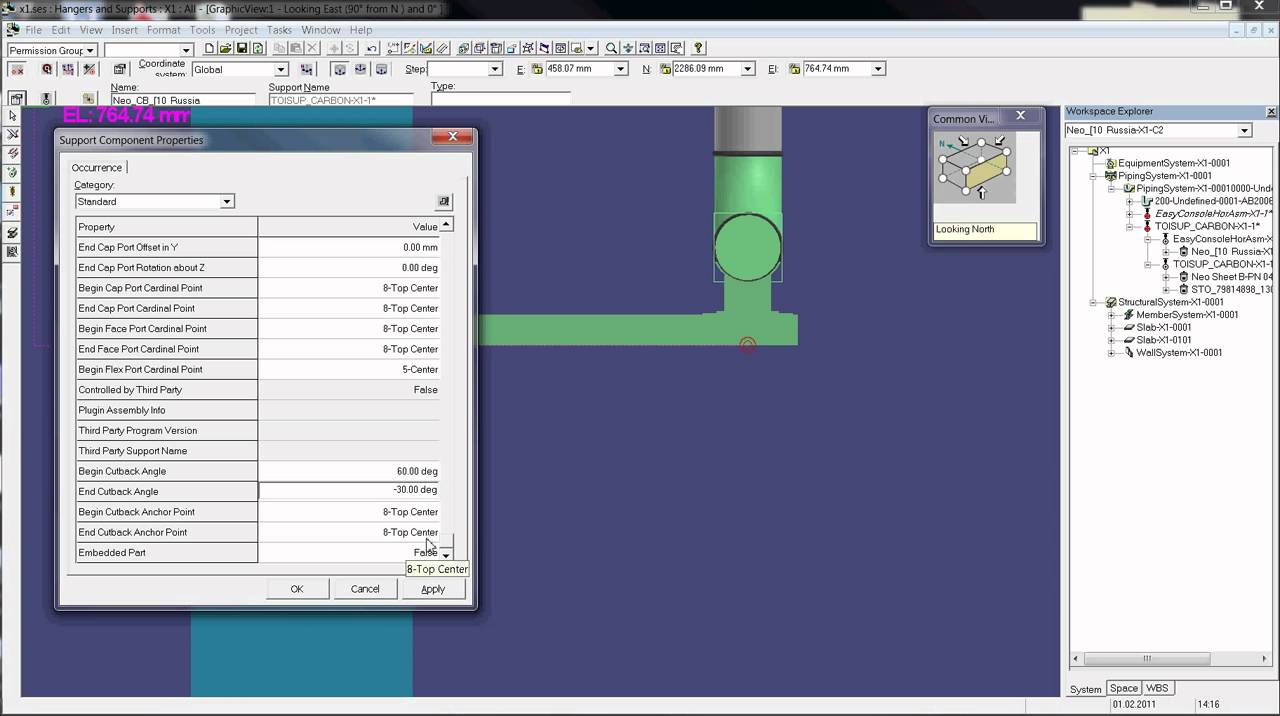 Установка укосин для консолей в Intergraph SmartPlant 3D