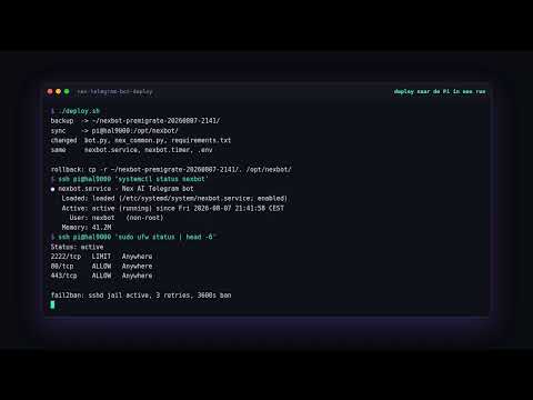 Nex Telegram Bot Deploy demo