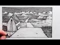 How to Draw a House in 1-Point Perspective in a Landscape Easy