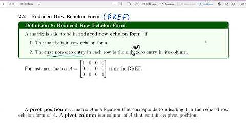 Linear Algebra - Section 1.2 Reduced Row Echelon Form