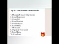 Top 10 sites to learn Excel for free #shorts