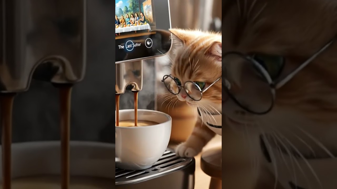 cat making coffee ☕