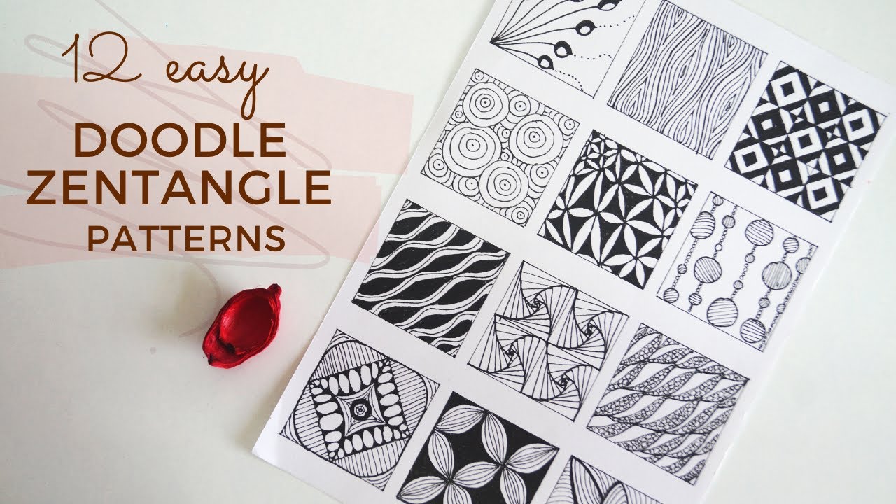 12 different easy doodle patterns for beginners || Zentangle ...