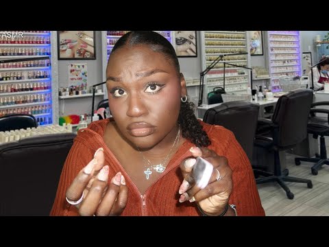 ASMR | New MESSY Nail Tech Tells You All The Salon DRAMA...
