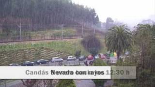 CRÓNICA Hoy NEVADA con RAYOS en Candás costa de Asturias