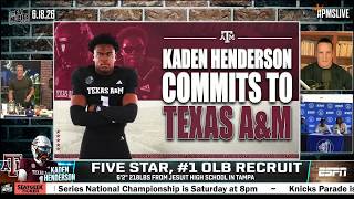 5⭐ & No. 1 OLB prospect Kaden Henderson COMMITS TO TEXAS A&M 🔥 | The Pat McAfee Show