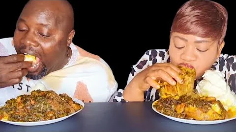 I really got my husband with this prank/ asmr African Food mukbang with vegetable soup and fufu