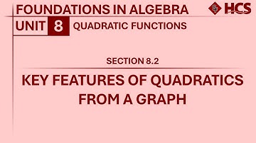 Foundations in Algebra - Section 8.2: Key Features of Quadratics from a Graph
