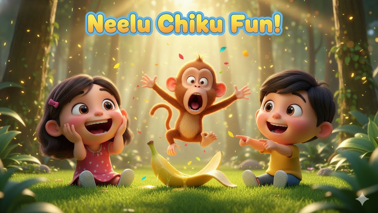 Chiku Monkey Aur Neelu  | Funny Hindi Cartoon Poem for Kids