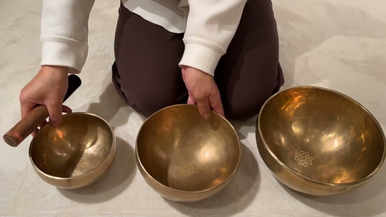 チベット・シンギングボウル3点セット（小・小中・中）『虹と光と輝き