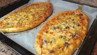 قوارب البيتزا التركية بعجينة هشة و قطنية بدون دلك لا تفوتكم ? türk pizzasi