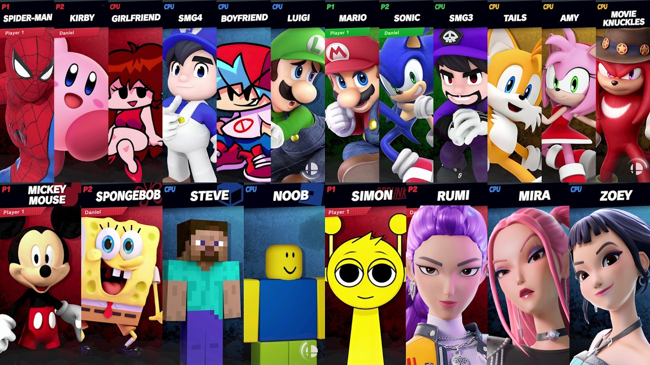 Sonic vs Mario vs Spider-Man vs Mickey vs Rumi vs Minecraft vs Roblox ...
