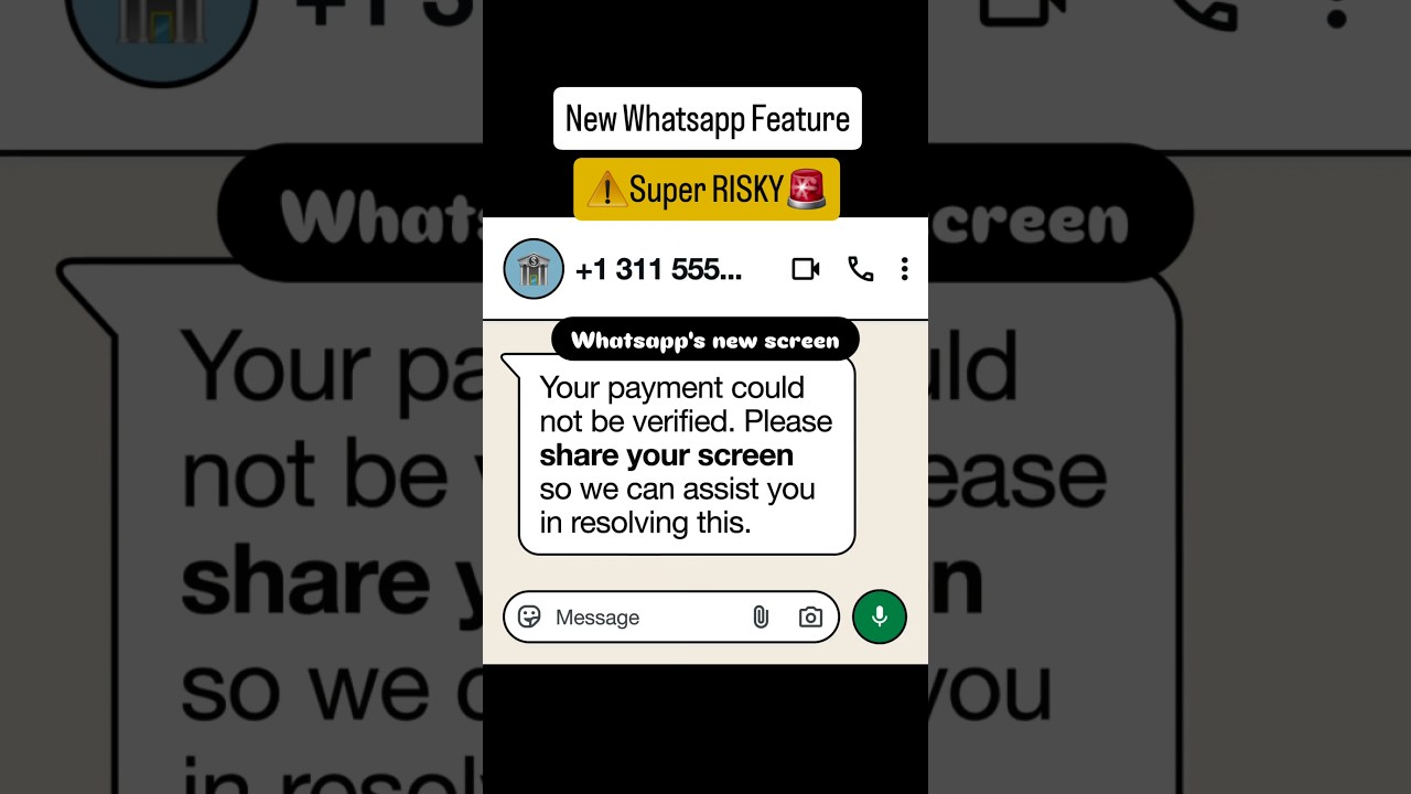 Предупреждение о демонстрации экрана в WhatsApp! Не делайте этого🚨