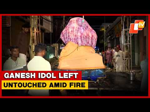 Fire Devours Pandal, But Lord Ganesh Idol Remains Untouched In Sambalpur