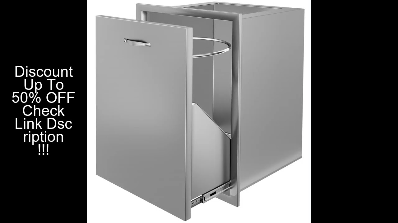 SucceBuy Pull-Out Trash Drawer Propane Tank Drawer Stainless Steel Built-In Smooth Roll-In Sliding R