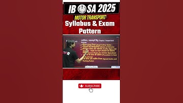 IB SECURITY ASSISTANT MOTOR TRANSPORT EXAM PATTERN & SYYLABUS  #testbook