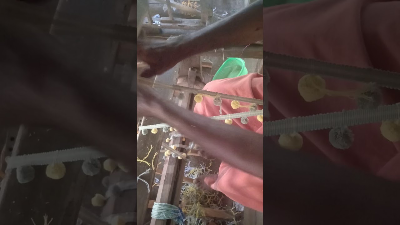 pom pom fringe hand weaving....