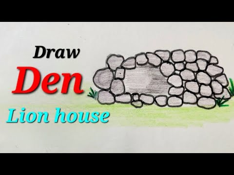 How to draw a cartoon lion with scenery easy steps - YouTube