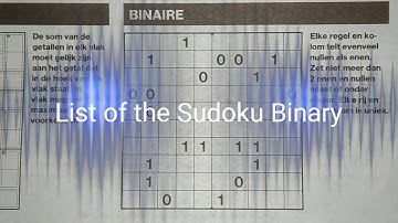 List of the Sudoku Binary puzzle