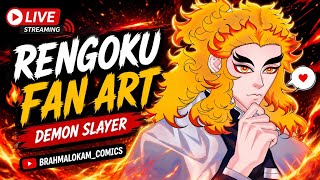 LIVE: Drawing Rengoku from Demon Slayer | Anime Fan Art Part 5