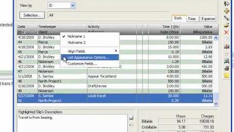 Sage Timeslips 2011 - Custom List Appearance