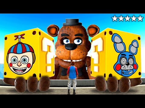 Opening FIVE NIGHTS AT FREDDY'S Lucky Blocks in GTA 5 (FNAF Mods)