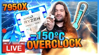 LIVE: -150° 6.2GHz+ AMD Ryzen 9 7950X Overclocking with Liquid Nitrogen