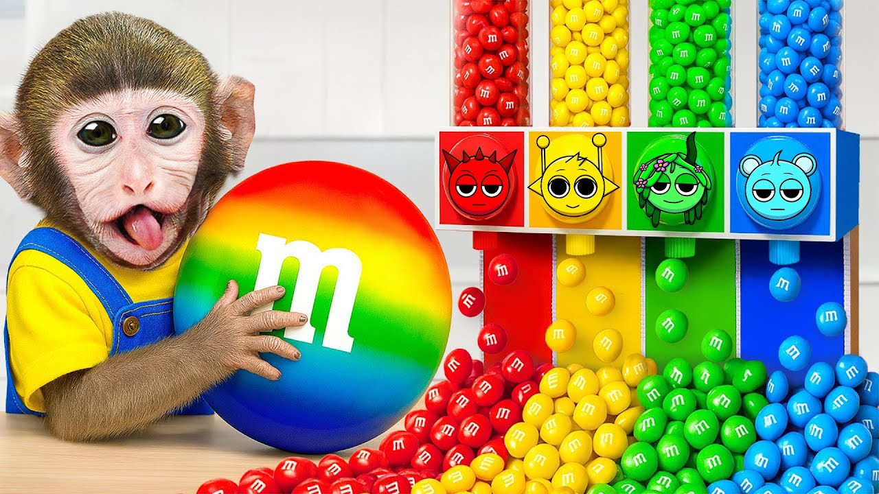 Mono BonBon exploran la casa inflable de agua y la máquina de dulces Sprunki 🍭💦🐒