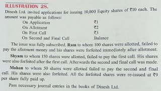 Illustration 28| Chapter 6 | Issue of Shares | Class 12 | Accounts by DK Goyal 2025-26 | CBSE | ISC.