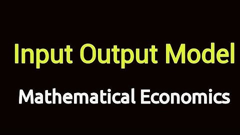 Input Output Model, Mathematical Economics
